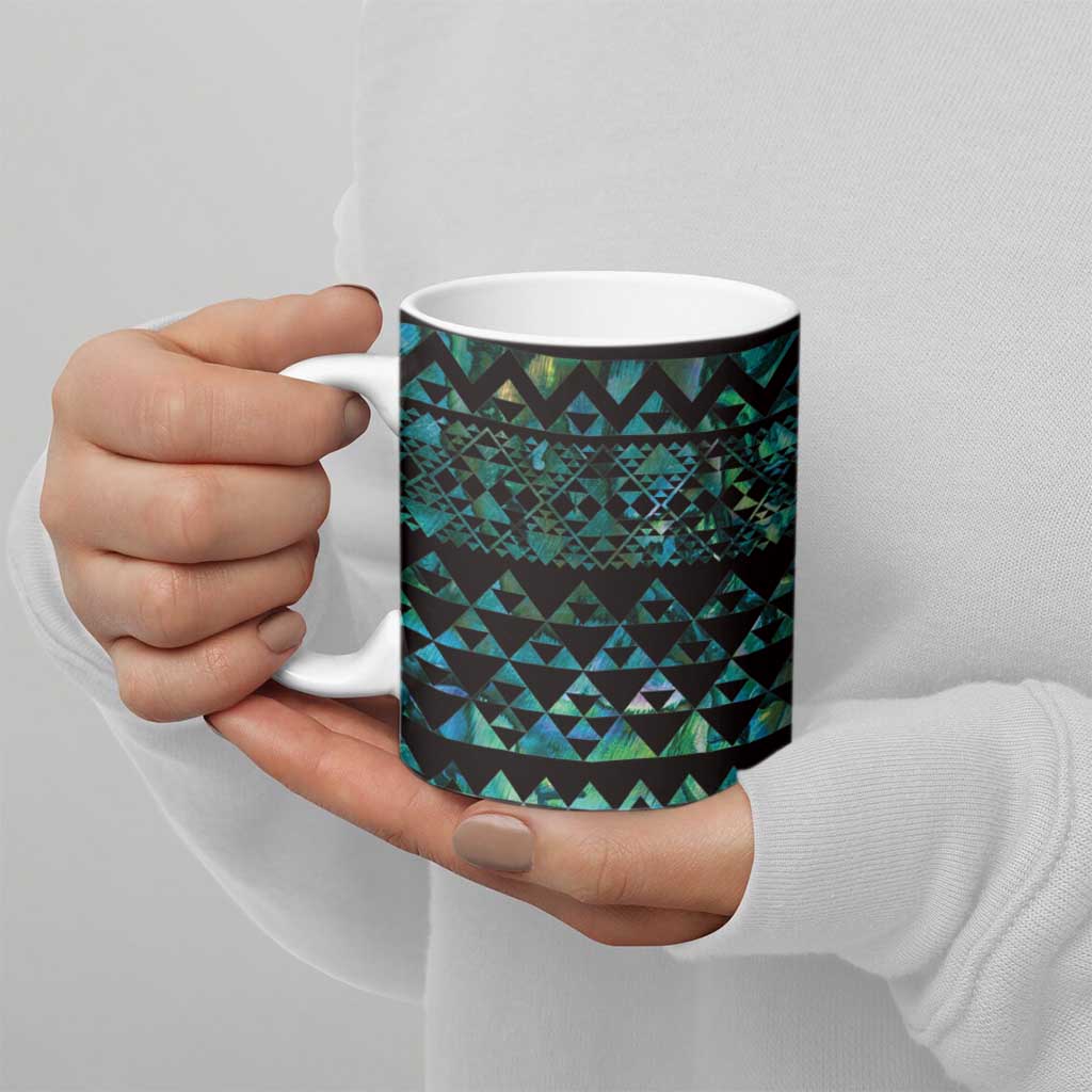 Maori Niho Taniwha Te Wheiao Ceramic Mug Paua Shell - Polynesian Pride