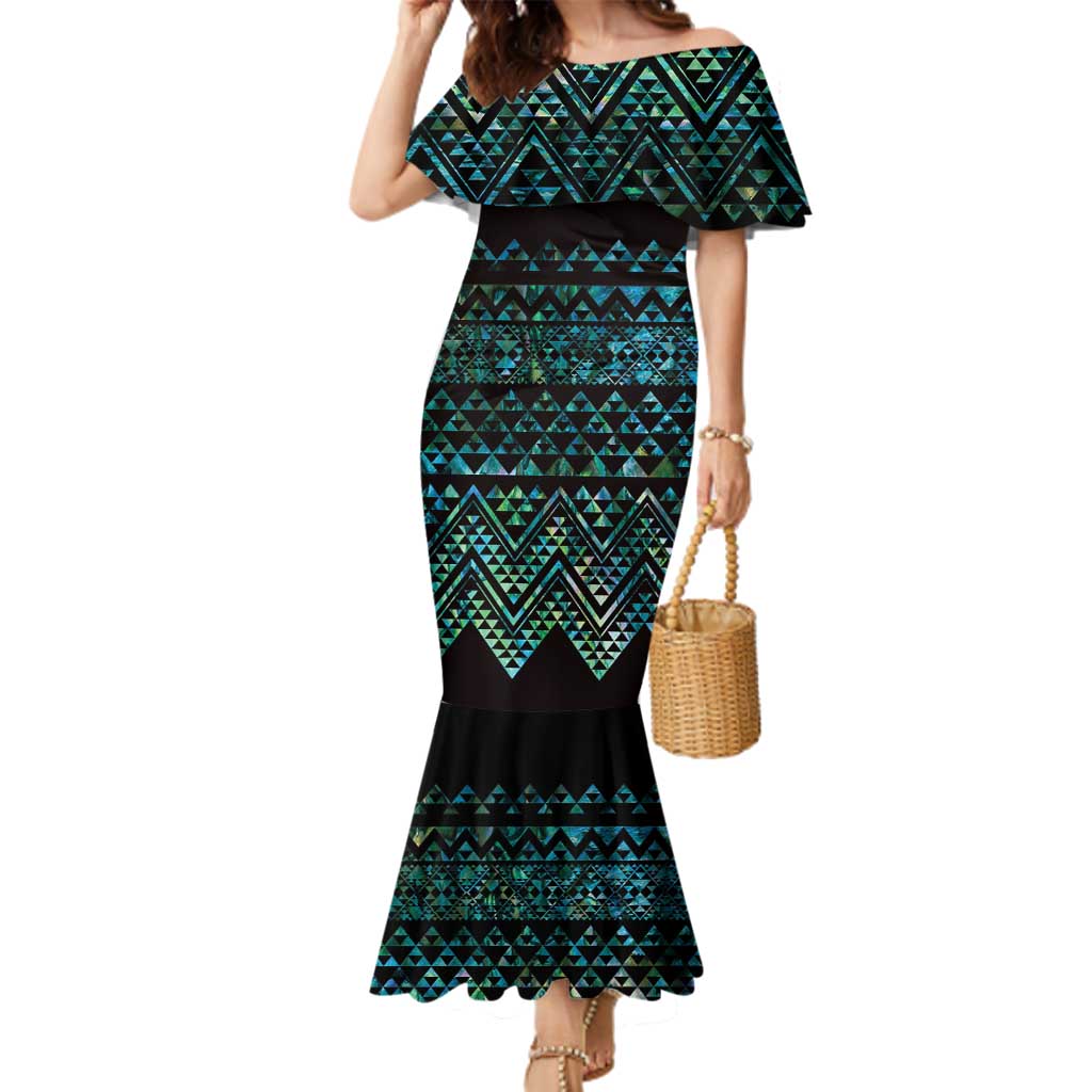 Maori Niho Taniwha Te Wheiao Family Matching Mermaid Dress and Hawaiian Shirt Paua Shell - Polynesian Pride