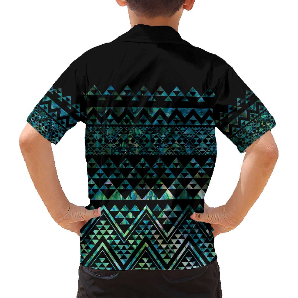 Maori Niho Taniwha Te Wheiao Family Matching Off Shoulder Maxi Dress and Hawaiian Shirt Paua Shell - Polynesian Pride