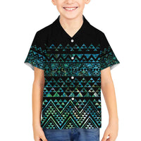 Maori Niho Taniwha Te Wheiao Family Matching Off Shoulder Short Dress and Hawaiian Shirt Paua Shell - Polynesian Pride