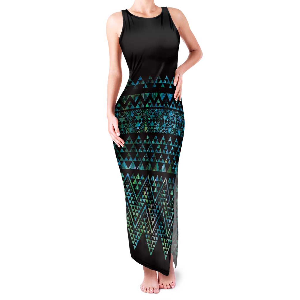 Maori Niho Taniwha Te Wheiao Family Matching Tank Maxi Dress and Hawaiian Shirt Paua Shell - Polynesian Pride