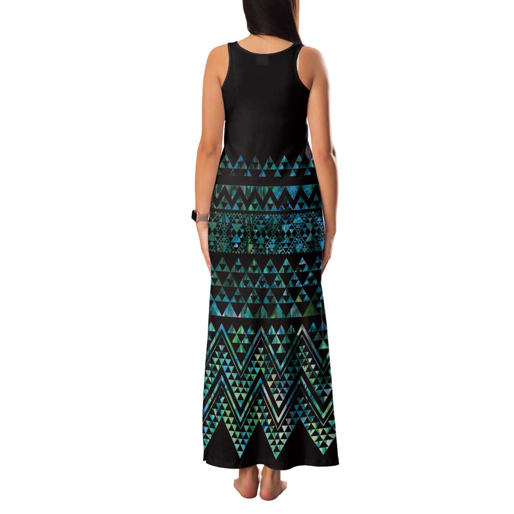 Maori Niho Taniwha Te Wheiao Family Matching Tank Maxi Dress and Hawaiian Shirt Paua Shell - Polynesian Pride
