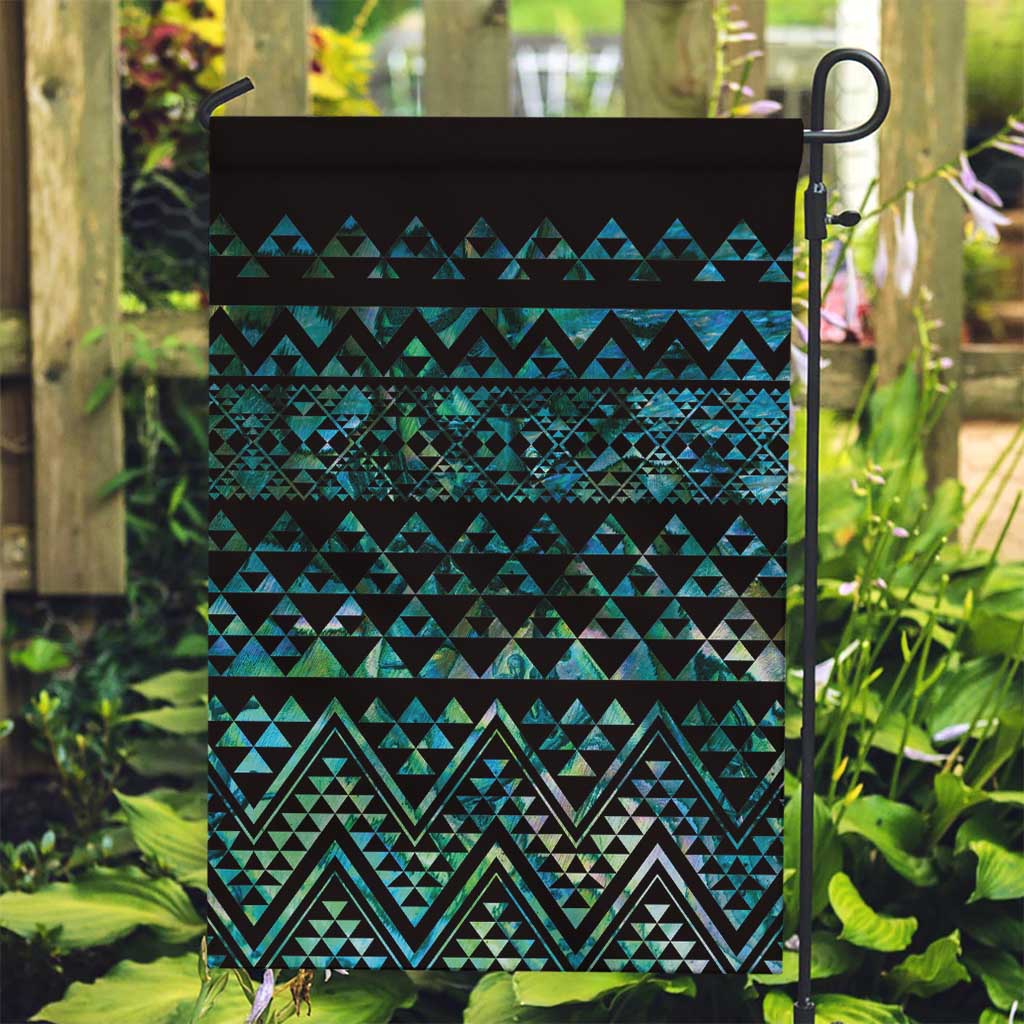 Maori Niho Taniwha Te Wheiao Garden Flag Paua Shell - Polynesian Pride