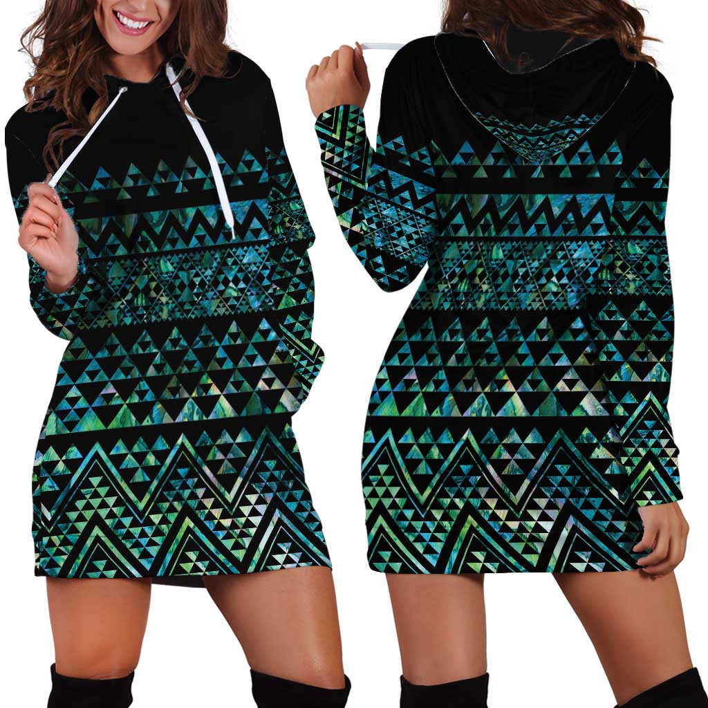Maori Niho Taniwha Te Wheiao Hoodie Dress Paua Shell - Polynesian Pride