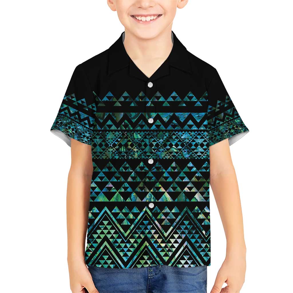 Maori Niho Taniwha Te Wheiao Kid Hawaiian Shirt Paua Shell - Polynesian Pride