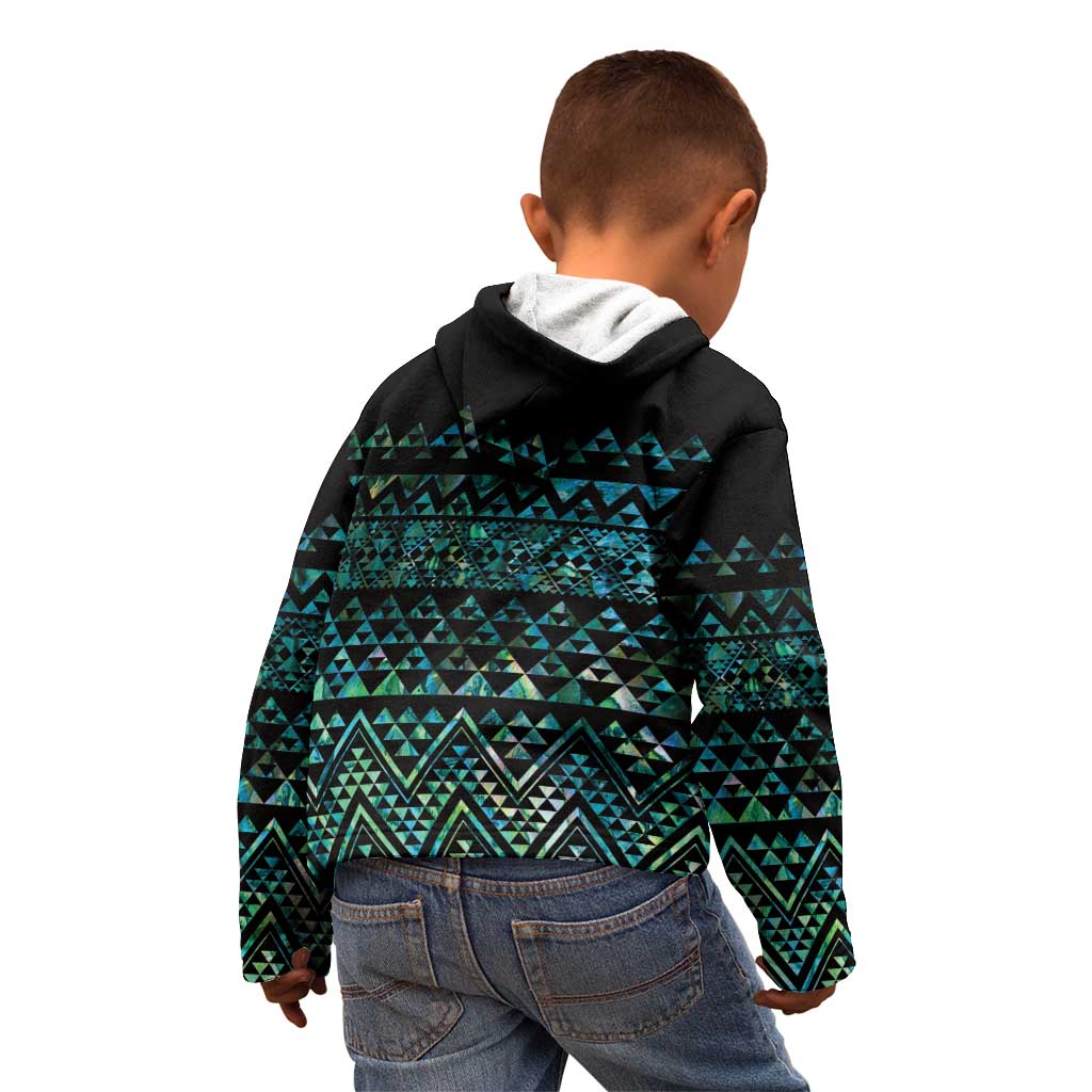 Maori Niho Taniwha Te Wheiao Kid Hoodie Paua Shell - Polynesian Pride