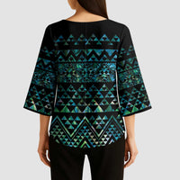 Maori Niho Taniwha Te Wheiao Kimono Sleeve Blouse Paua Shell - Polynesian Pride
