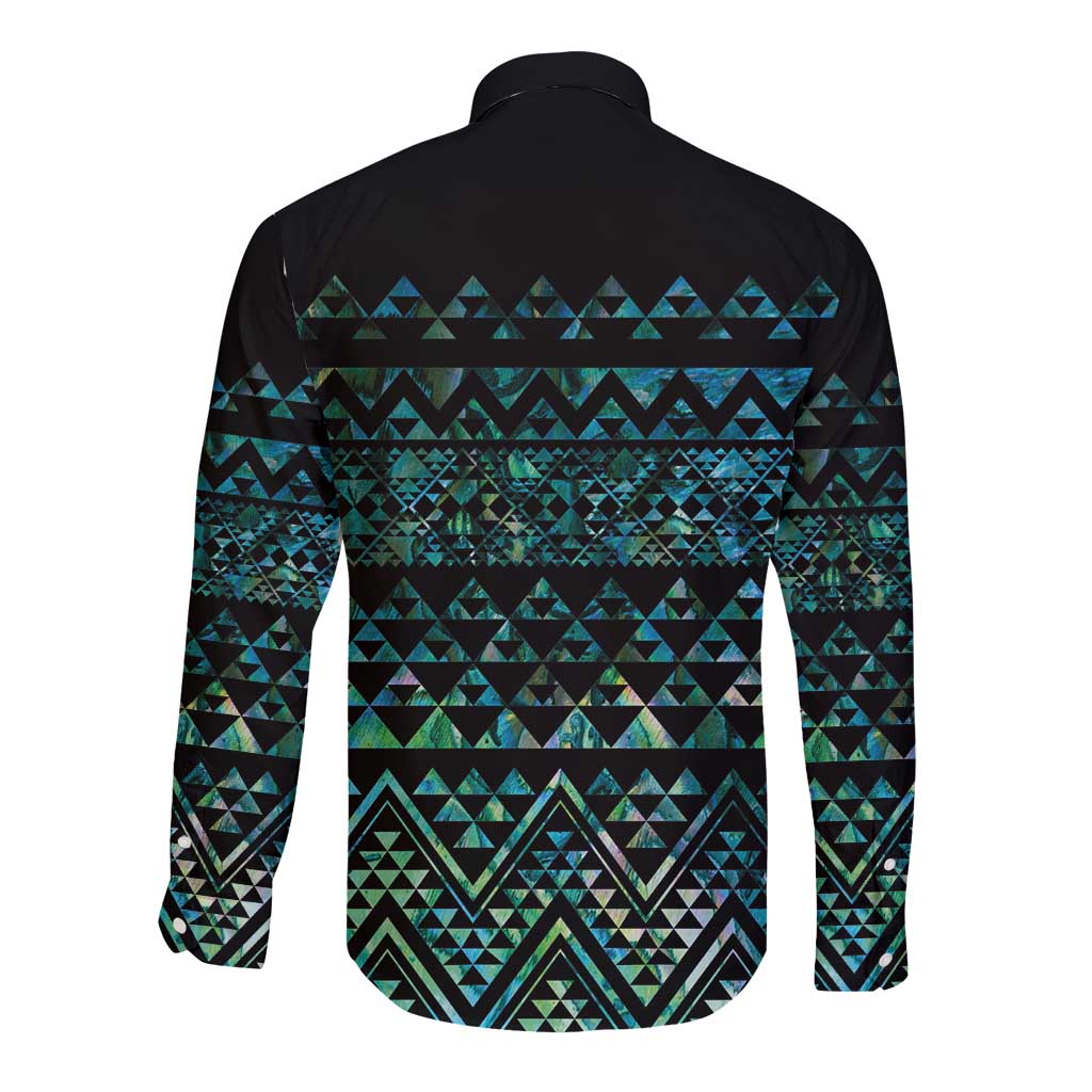 Maori Niho Taniwha Te Wheiao Long Sleeve Button Shirt Paua Shell - Polynesian Pride