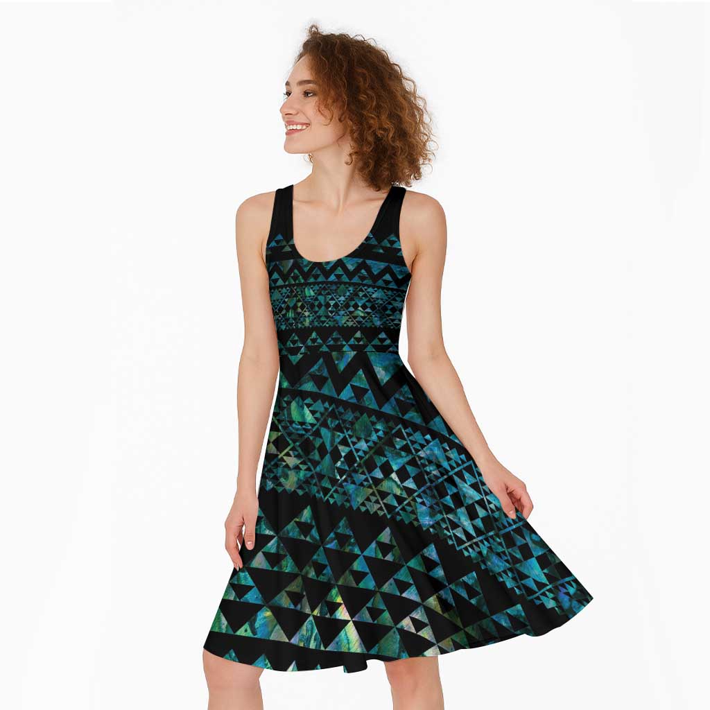 Maori Niho Taniwha Te Wheiao Midi Dress Paua Shell - Polynesian Pride