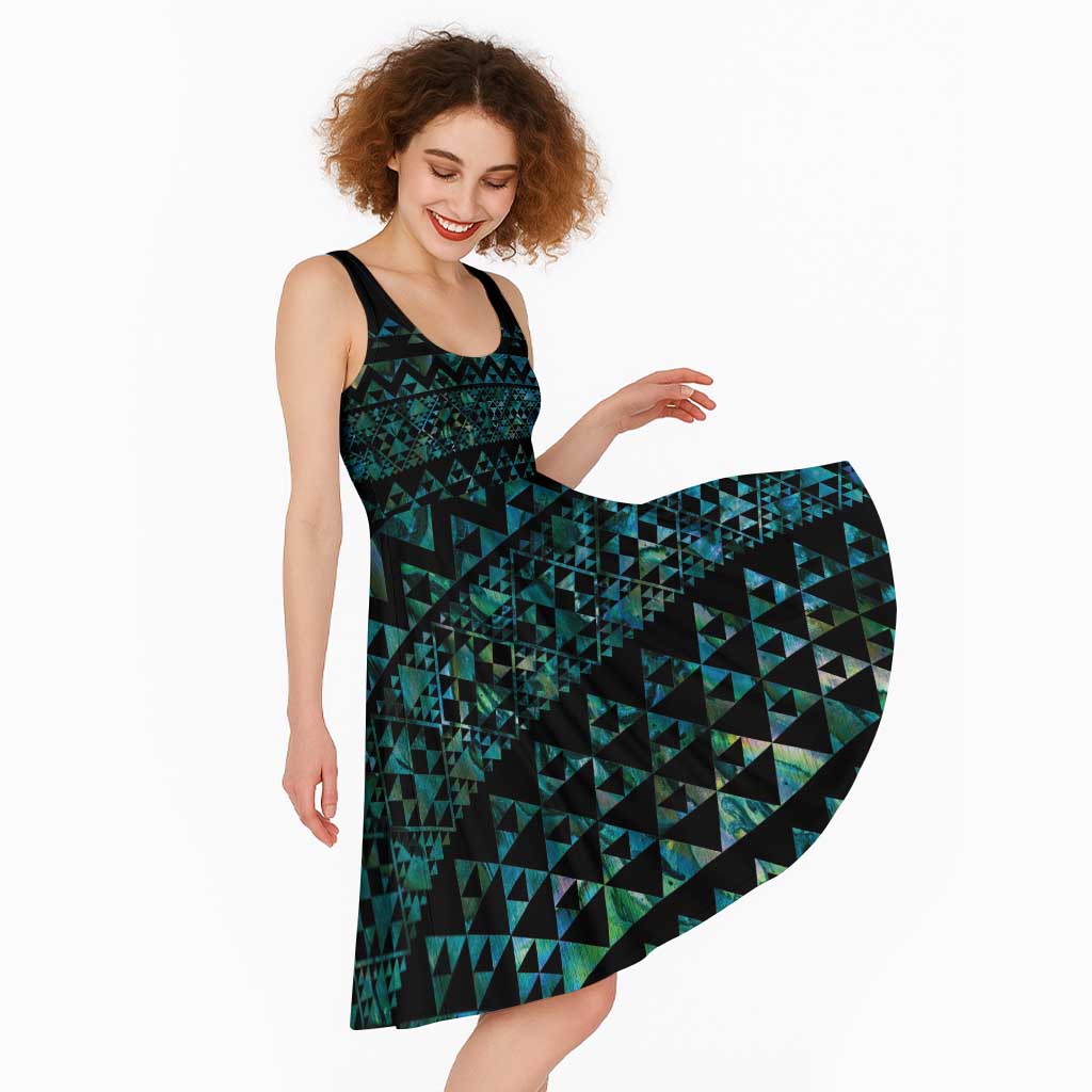 Maori Niho Taniwha Te Wheiao Midi Dress Paua Shell - Polynesian Pride