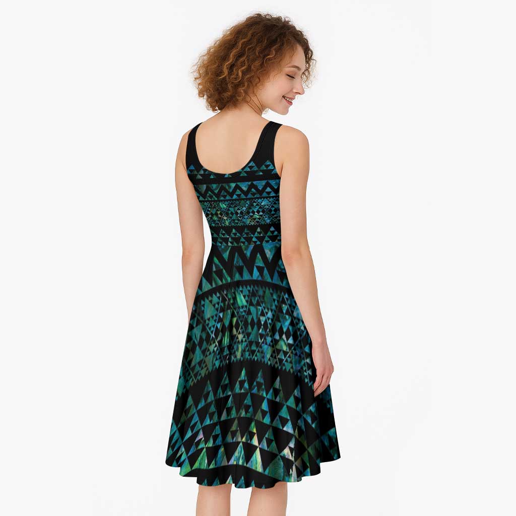 Maori Niho Taniwha Te Wheiao Midi Dress Paua Shell - Polynesian Pride