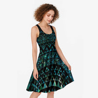 Maori Niho Taniwha Te Wheiao Midi Dress Paua Shell - Polynesian Pride