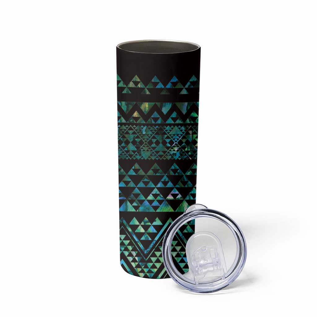 Maori Niho Taniwha Te Wheiao Skinny Tumbler Paua Shell LT7 - Polynesian Pride