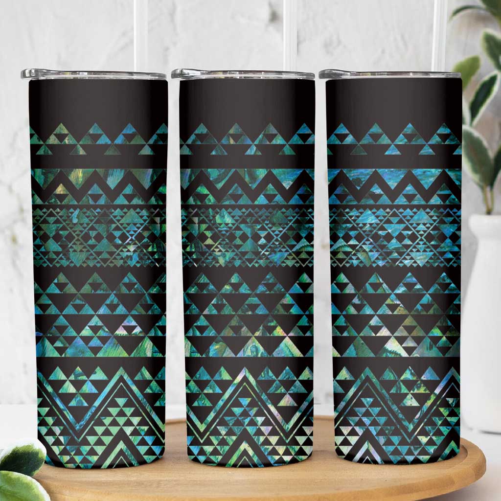Maori Niho Taniwha Te Wheiao Skinny Tumbler Paua Shell LT7 - Polynesian Pride