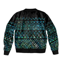 Maori Niho Taniwha Te Wheiao Sleeve Zip Bomber Jacket Paua Shell - Polynesian Pride