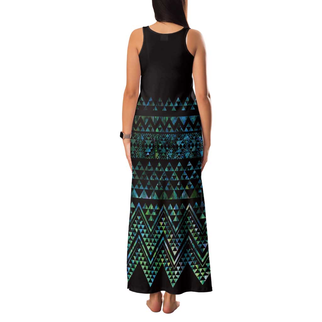 Maori Niho Taniwha Te Wheiao Tank Maxi Dress Paua Shell - Polynesian Pride