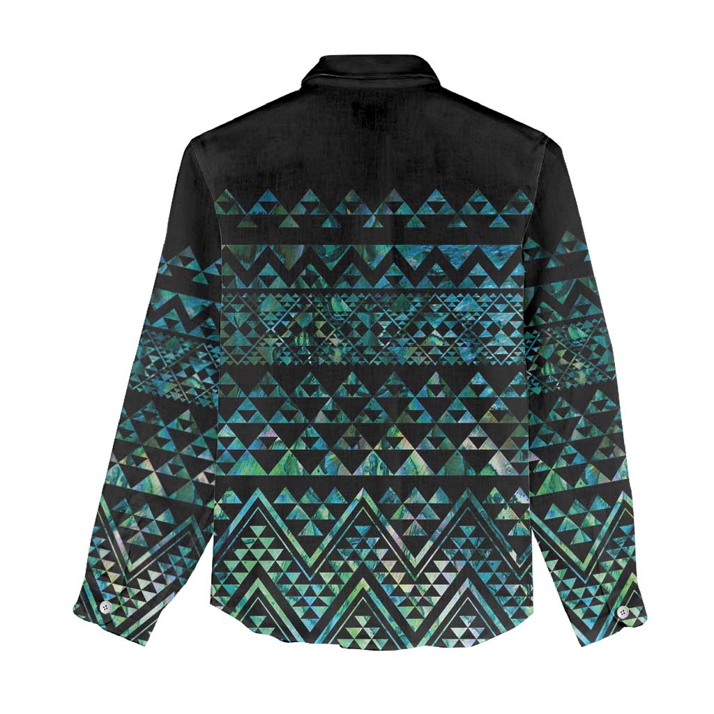 Maori Niho Taniwha Te Wheiao Women Casual Shirt Paua Shell - Polynesian Pride