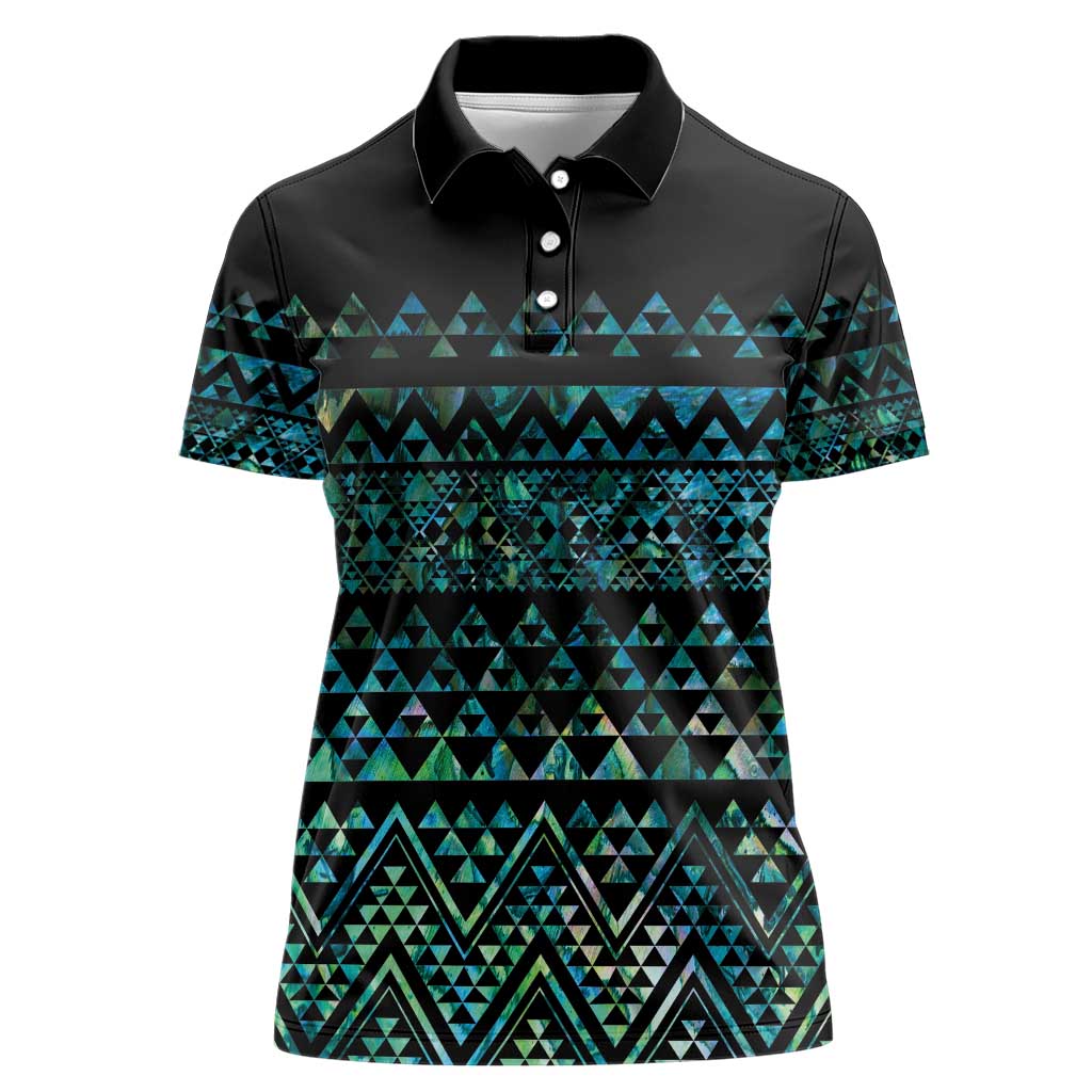 Maori Niho Taniwha Te Wheiao Women Polo Shirt Paua Shell LT7 Female Colorful - Polynesian Pride