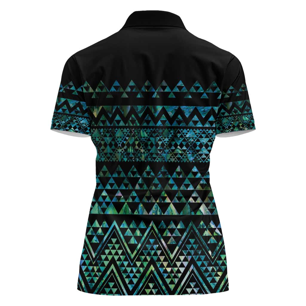 Maori Niho Taniwha Te Wheiao Women Polo Shirt Paua Shell LT7 - Polynesian Pride