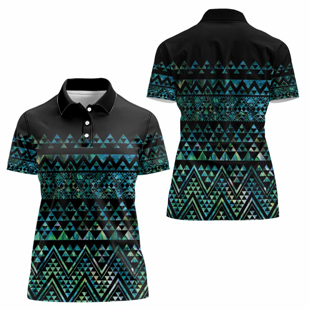 Maori Niho Taniwha Te Wheiao Women Polo Shirt Paua Shell LT7 - Polynesian Pride