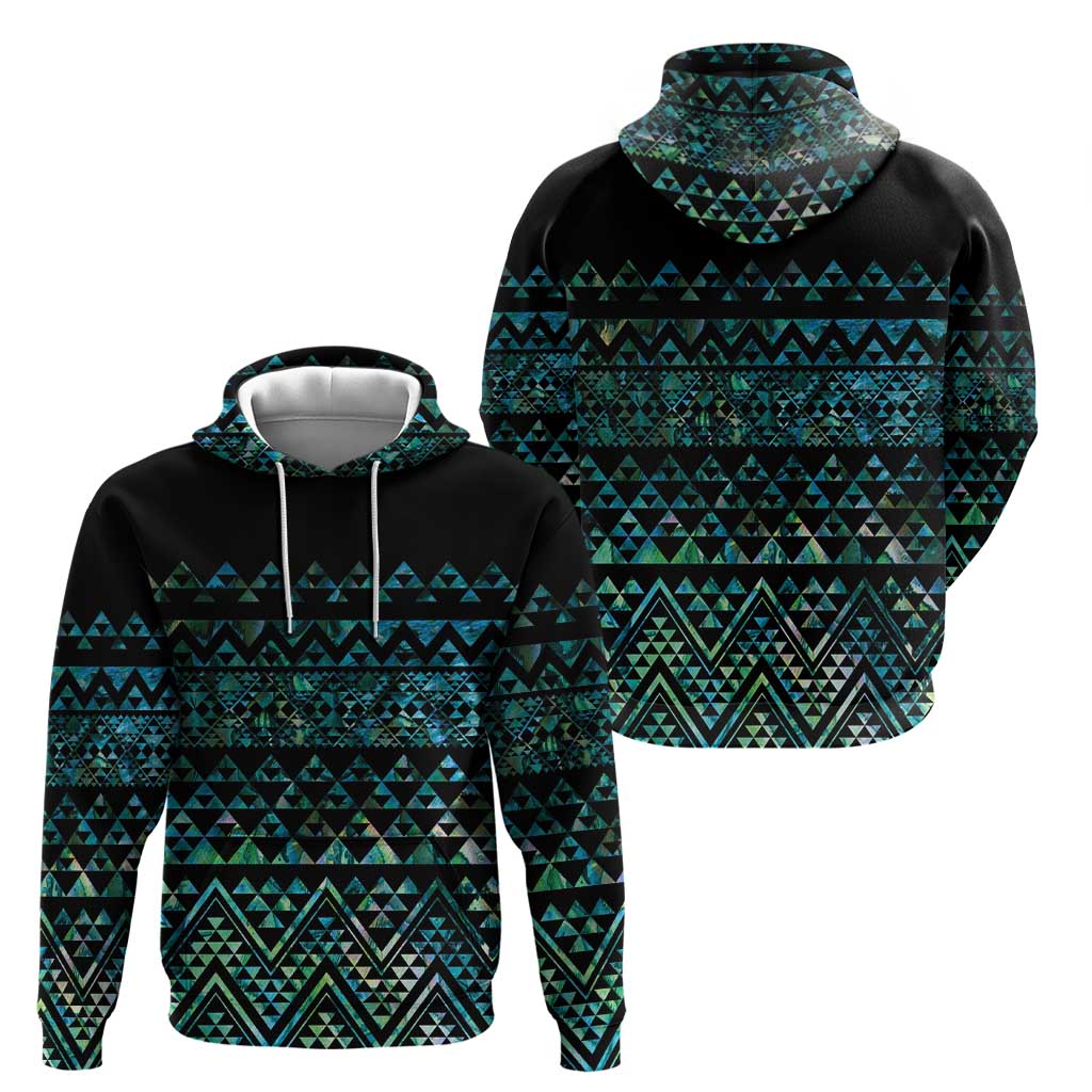 Maori Niho Taniwha Te Wheiao Zip Hoodie Paua Shell - Polynesian Pride