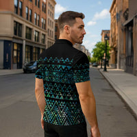 Maori Niho Taniwha Te Wheiao Zipper Polo Shirt Paua Shell - Polynesian Pride