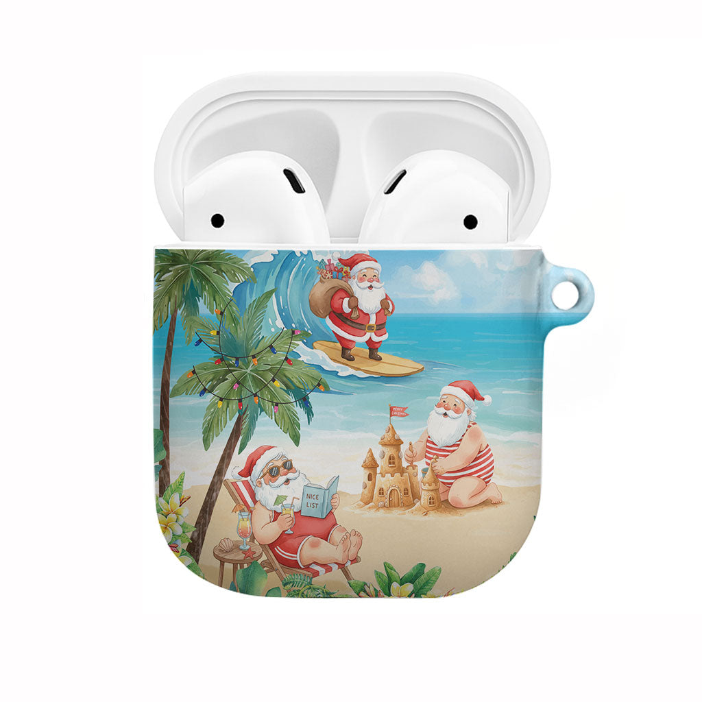 Tropical Christmas Funny Santa AirPods Case Beach Vacation LT7 Multicolor - Polynesian Pride