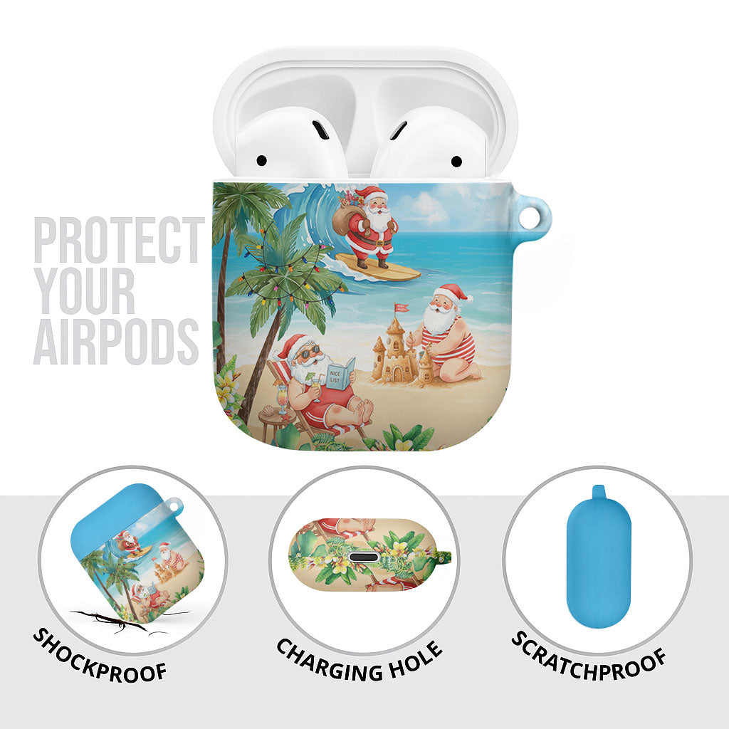 Tropical Christmas Funny Santa AirPods Case Beach Vacation LT7 - Polynesian Pride