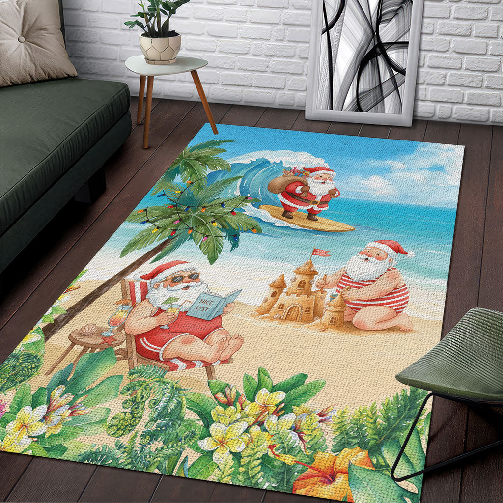 Tropical Christmas Funny Santa Area Rug Beach Vacation LT7 Multicolor - Polynesian Pride