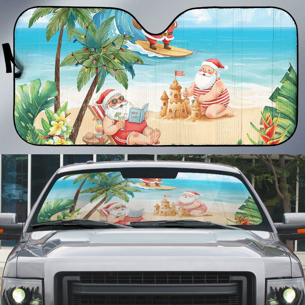 Tropical Christmas Funny Santa Auto Sun Shade Beach Vacation LT7 Multicolor - Polynesian Pride