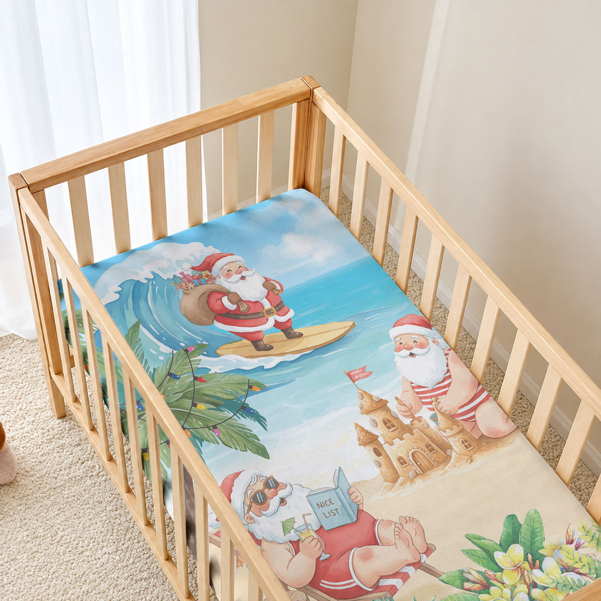 Tropical Christmas Funny Santa Baby Bed Cover Beach Vacation LT7 - Polynesian Pride