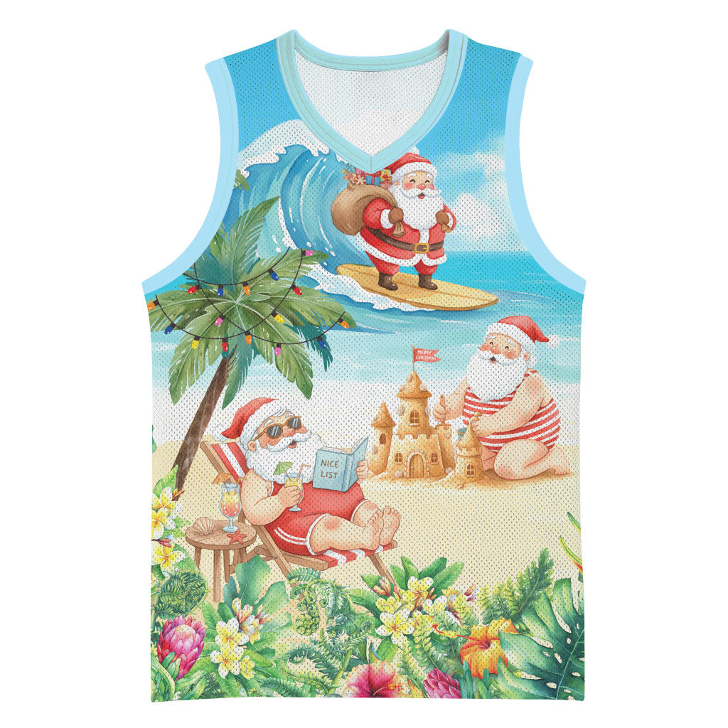 Tropical Christmas Funny Santa Basketball Jersey Beach Vacation LT7 Unisex Multicolor - Polynesian Pride