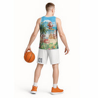 Tropical Christmas Funny Santa Basketball Jersey Beach Vacation LT7 - Polynesian Pride