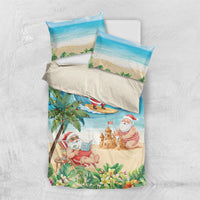 Tropical Christmas Funny Santa Bedding Set Beach Vacation LT7 US Twin 172cm x 218cm Multicolor - Polynesian Pride