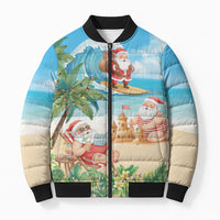 Tropical Christmas Funny Santa Bomber Puffer Jacket Beach Vacation LT7 Unisex Multicolor - Polynesian Pride