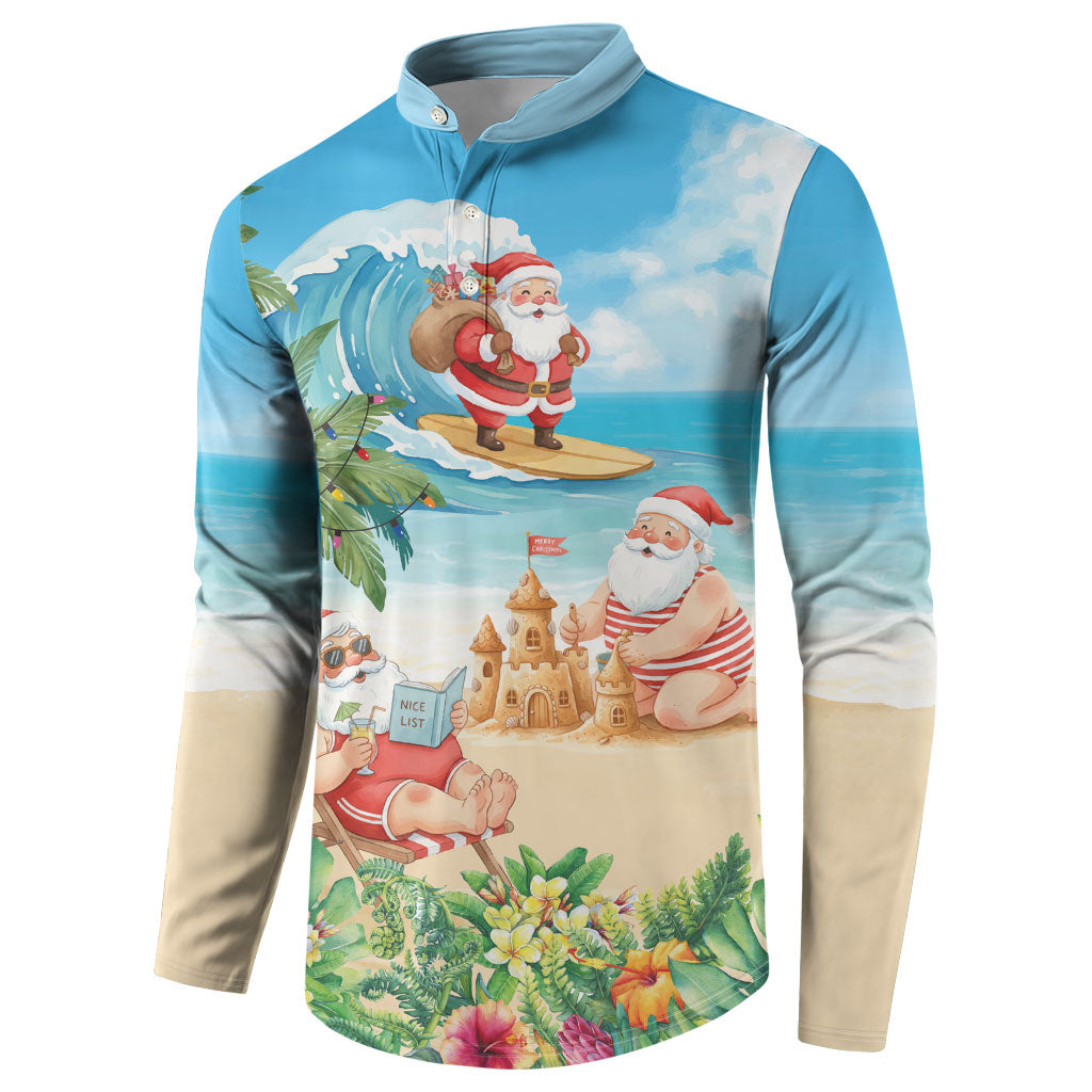 Tropical Christmas Funny Santa Button Sweatshirt Beach Vacation LT7 - Polynesian Pride