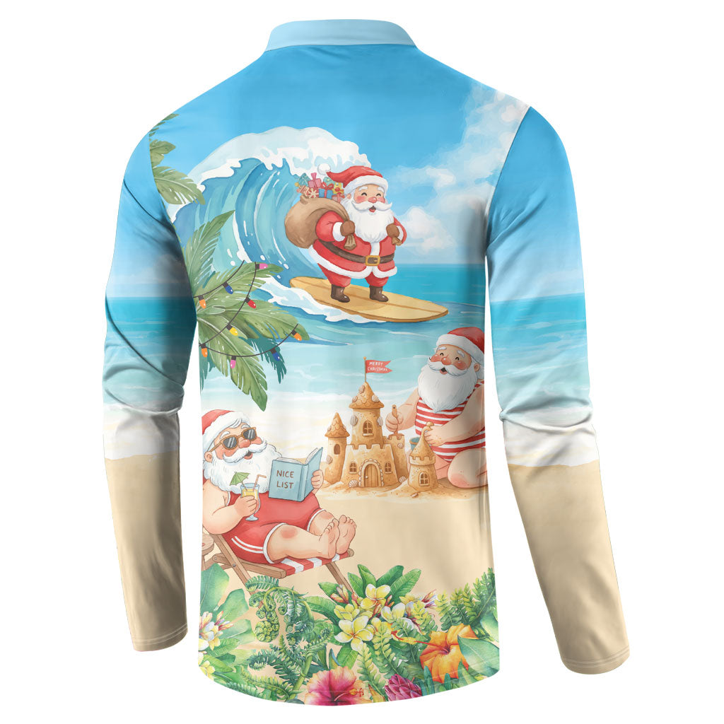 Tropical Christmas Funny Santa Button Sweatshirt Beach Vacation LT7 - Polynesian Pride