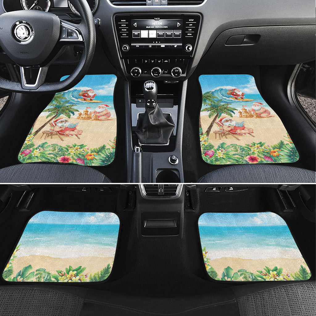 Tropical Christmas Funny Santa Car Mats Beach Vacation LT7 Set 4pcs Multicolor - Polynesian Pride