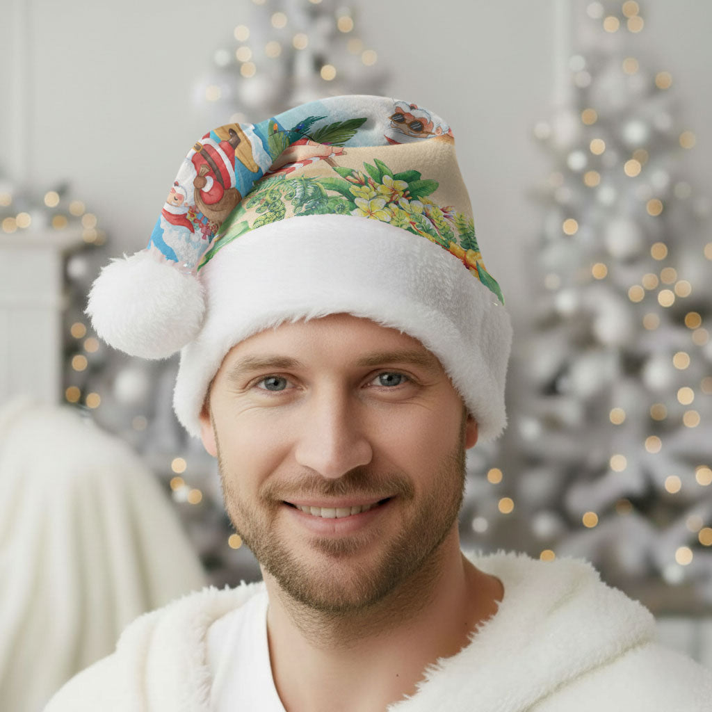 Tropical Christmas Funny Santa Christmas Santa Hat Beach Vacation LT7 - Polynesian Pride