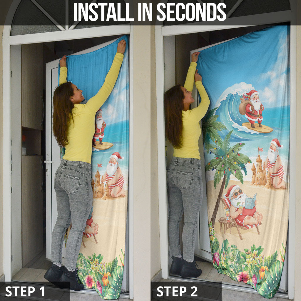 Tropical Christmas Funny Santa Door Cover Beach Vacation LT7 - Polynesian Pride