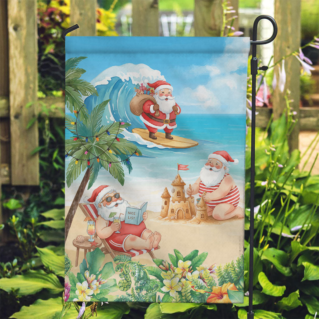 Tropical Christmas Funny Santa Garden Flag Beach Vacation LT7 Garden Flag Multicolor - Polynesian Pride