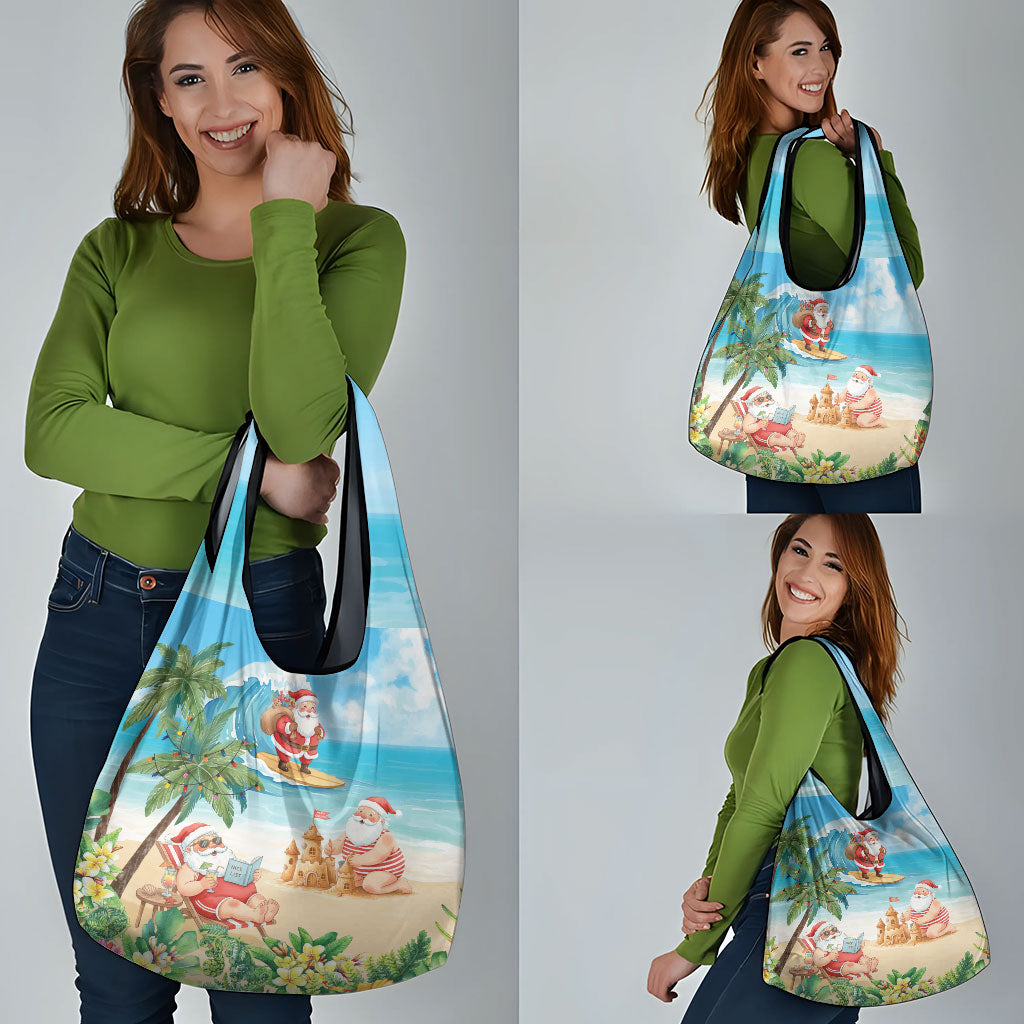 Tropical Christmas Funny Santa Grocery Bag Beach Vacation LT7 - Polynesian Pride