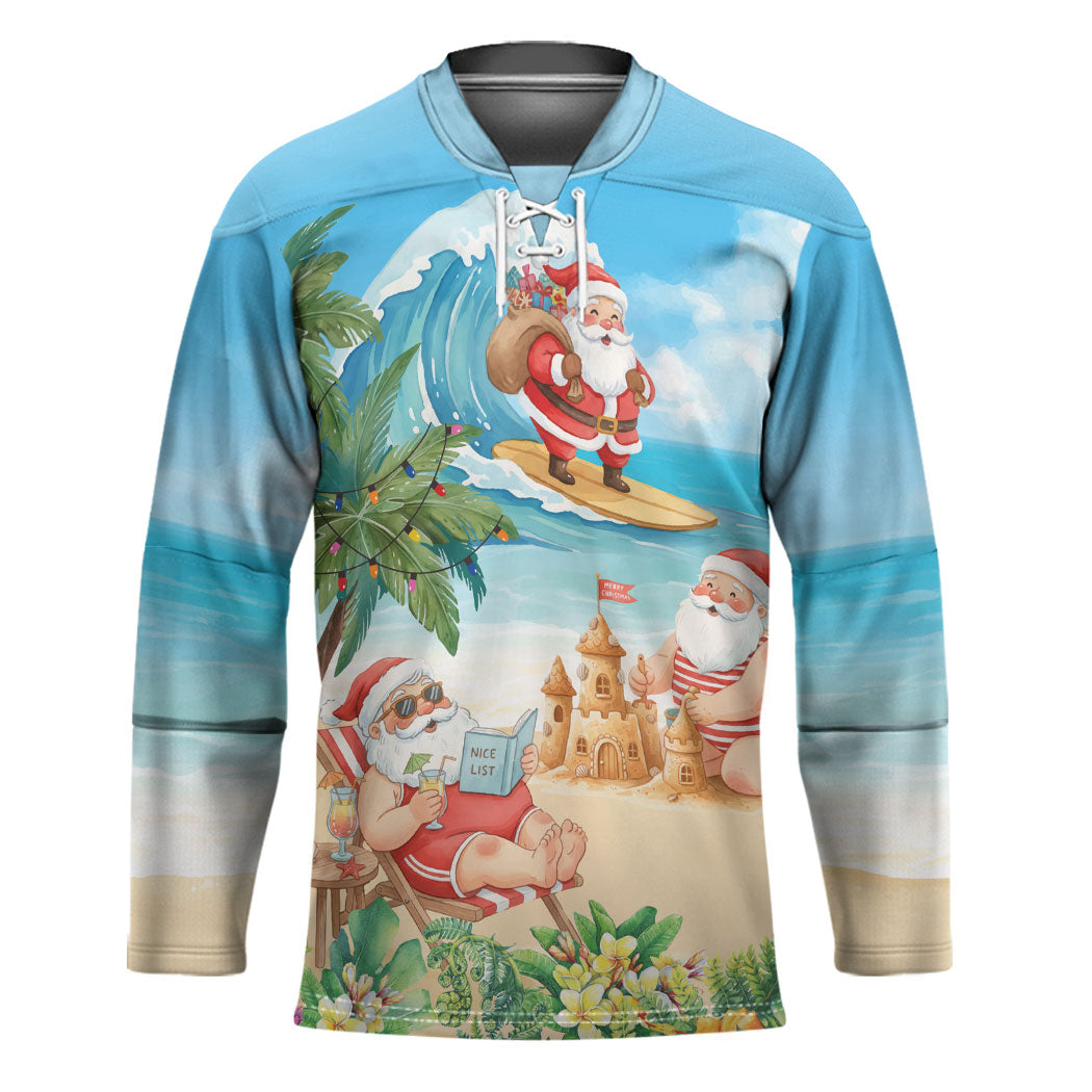 Tropical Christmas Funny Santa Hockey Jersey Beach Vacation LT7 Unisex Multicolor - Polynesian Pride
