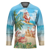 Tropical Christmas Funny Santa Hockey Jersey Beach Vacation LT7 Unisex Multicolor - Polynesian Pride