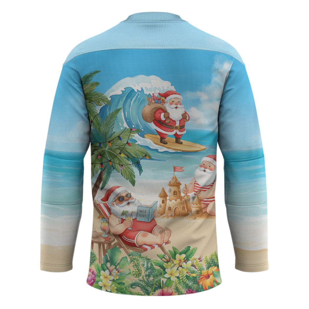 Tropical Christmas Funny Santa Hockey Jersey Beach Vacation LT7 - Polynesian Pride