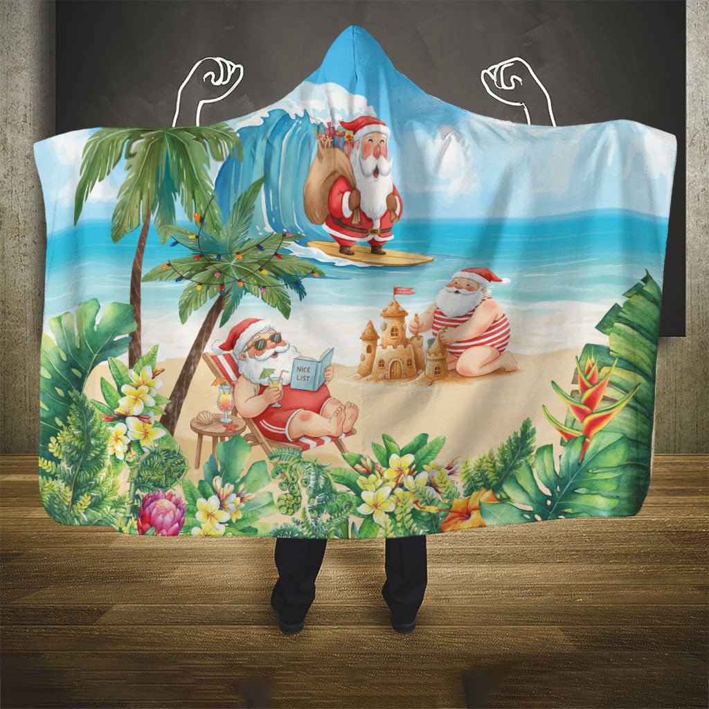 Tropical Christmas Funny Santa Hooded Blanket Beach Vacation LT7 - Polynesian Pride