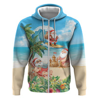 Tropical Christmas Funny Santa Hoodie Beach Vacation LT7 Zip Hoodie Multicolor - Polynesian Pride