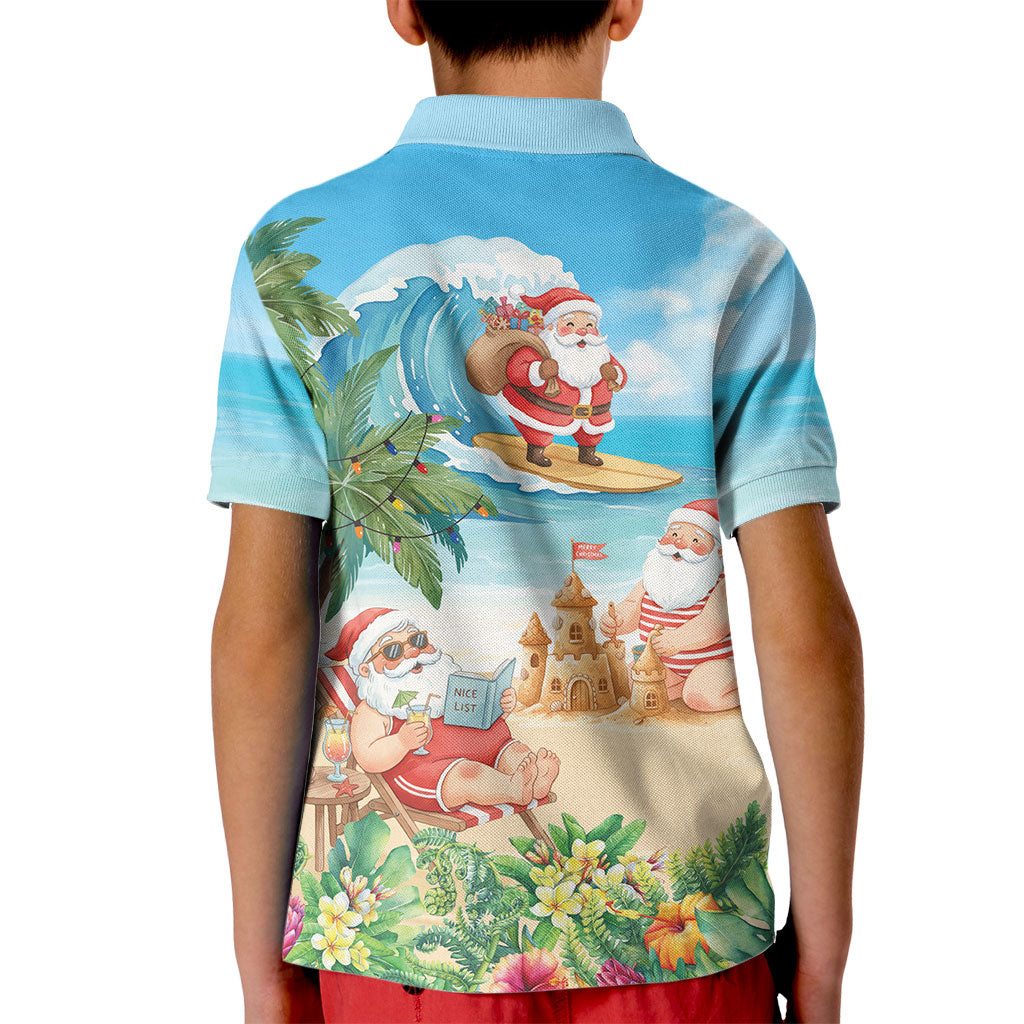 Tropical Christmas Funny Santa Kid Polo Shirt Beach Vacation LT7 - Polynesian Pride