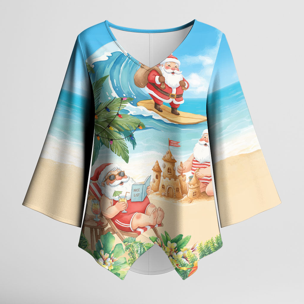 Tropical Christmas Funny Santa Kimono Sleeve Blouse Beach Vacation LT7 Female Multicolor - Polynesian Pride