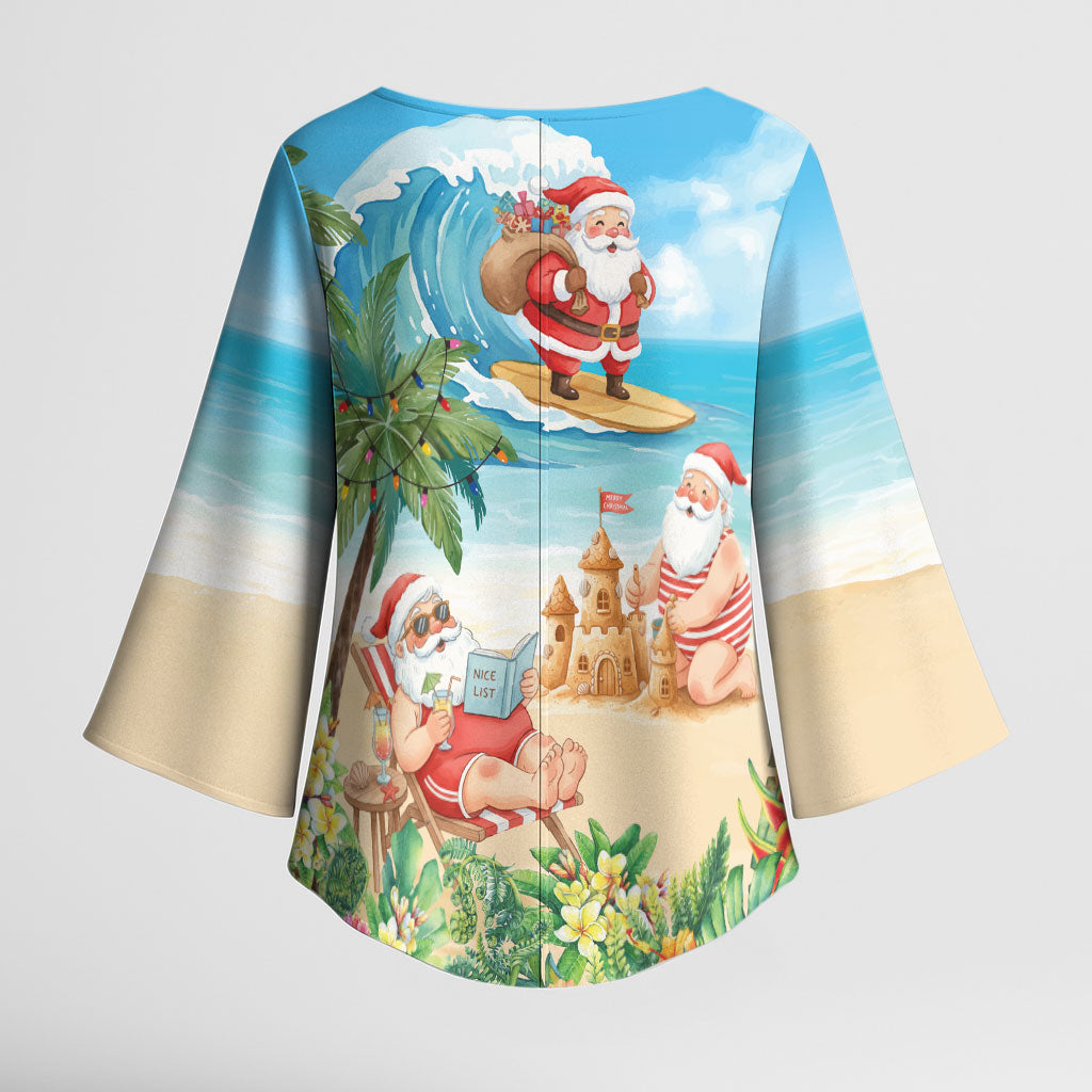 Tropical Christmas Funny Santa Kimono Sleeve Blouse Beach Vacation LT7 - Polynesian Pride